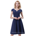 Belle Poque Retro Vintage 1950&#39;s Cap Sleeve Navy V-Neck Swing Party Dress BP000372-2